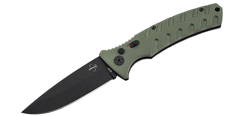 Couteau Automatique Vert Large Strike Grivory Boker Plus