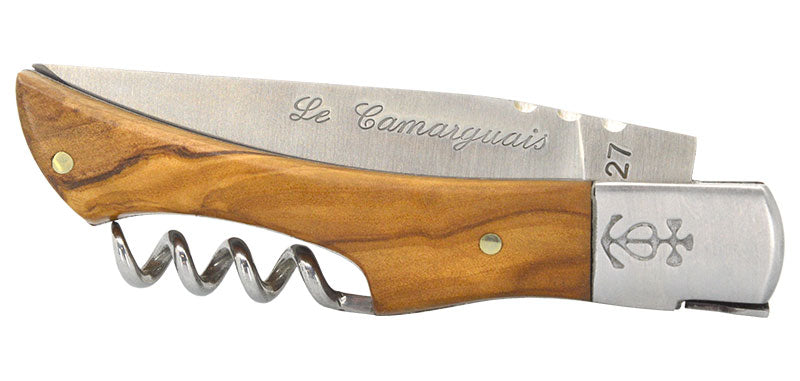 Couteau Bois D'olivier Tire-bouchon Le Camarguais