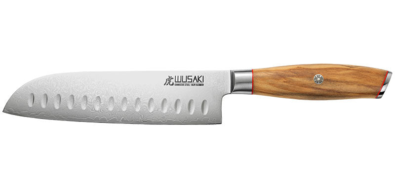 Couteau Japonais Santoku Wusaki Bois d'olivier