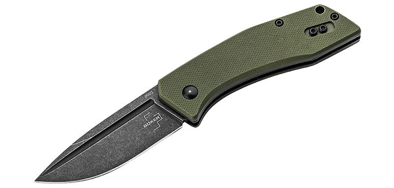 Couteau Manche Vert et Lame Stonewash Worldwide 2.0 Böker Plus