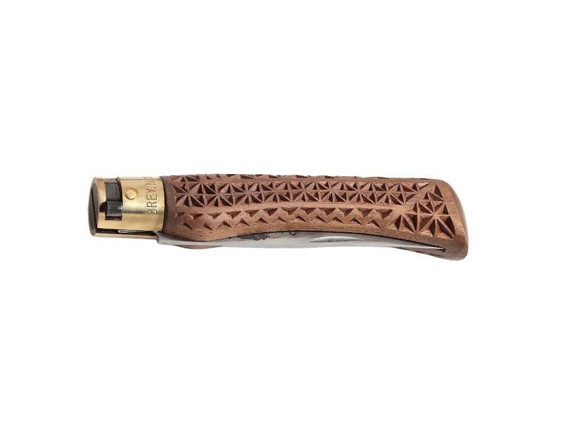 Couteau Pliant Old Bear Noyer Sculpté Taille L