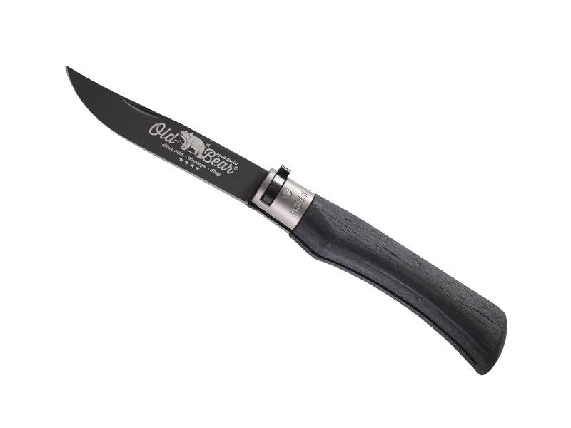 Couteau Pliant Old Bear Total Black Virole Grise XL