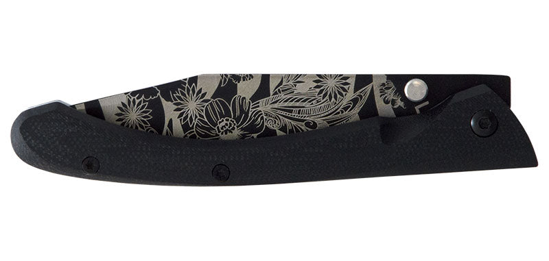Couteau de Poche C63 Fleurs Nature Noir Lug