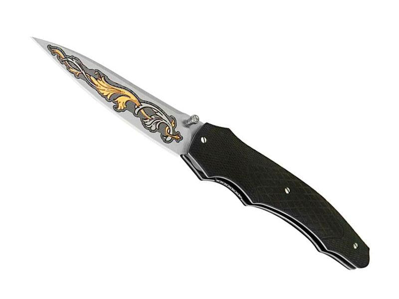 Couteau de Poche Gravure Or 24 carats