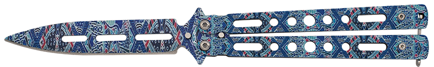 Couteau papillon albainox motif bleu 