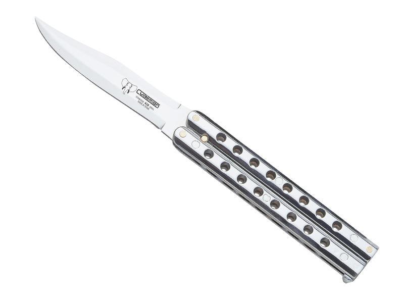 Couteau papillon cudeman a trous chrome