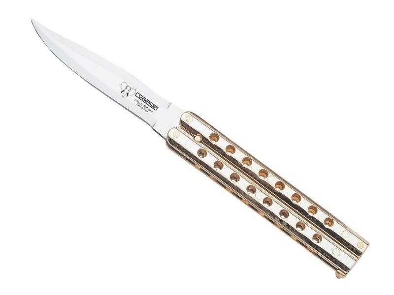 Couteau papillon cudeman a trous dore
